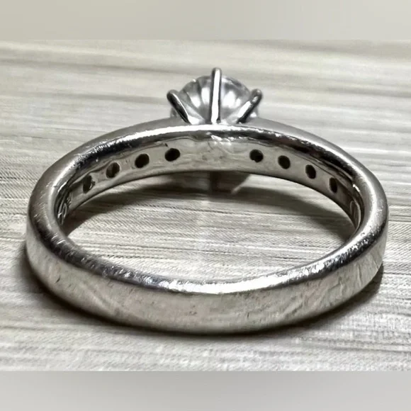 Vintage Designer Signed (FE) Sterling Silver Cubic Zirconia Ring, Size 7, 4.1g